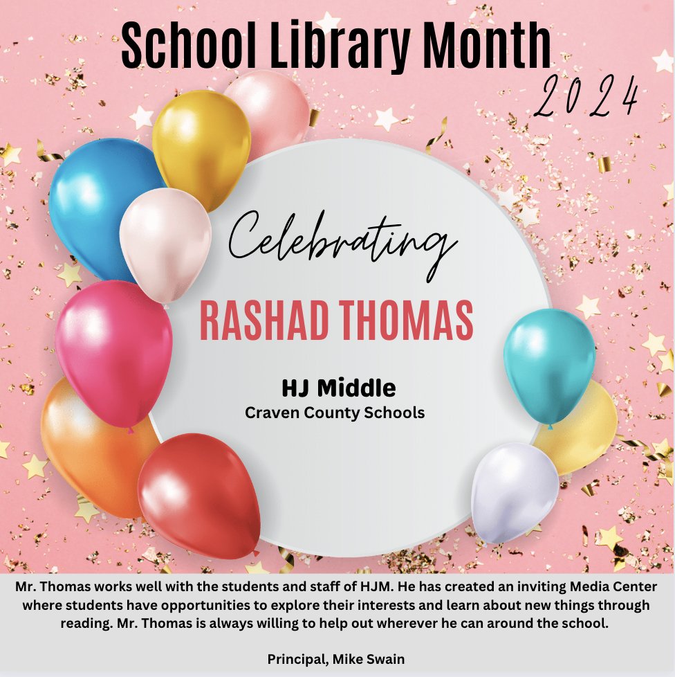 Thanks, <a href="/shadDaLibrarian/">Rashad Thomas, MLS 📚</a> for all you do in the library! <a href="/hjm_warcubs/">H.J. MacDonald Middle School</a>
