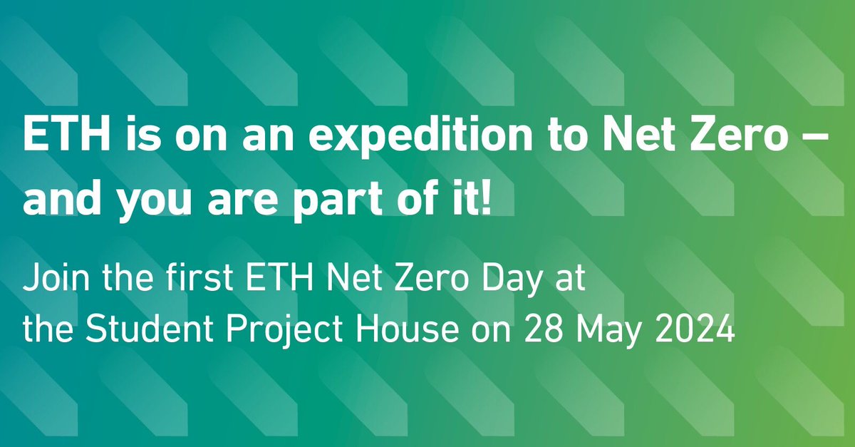 Event tip: Save the date 📢and join the @ETH_en Net Zero Day on 28 May 2024. Learn more about upcoming projects of ETH’s endeavors to reach net zero, the latest research on tackling climate change, and develop your own ideas! Details & registration👇: ethz.ch/en/the-eth-zur…