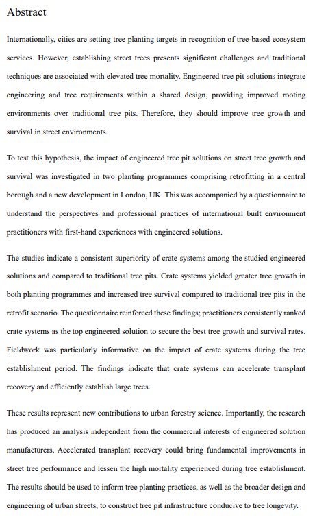 🎓Congratulations to <a href="/DeanLBell/">Dean Bell</a> who successfully defended his thesis ‘The impact of engineered tree pit solutions on street tree growth and survival’. Abstract ⬇️ Many thanks to examiners: Emma Ferranti (Birmingham) and Heather Rumble (UWE), funders: <a href="/GreenBlueUrban/">GreenBlue Urban</a> <a href="/UWE_Research/">Research from UWE Bristol</a>