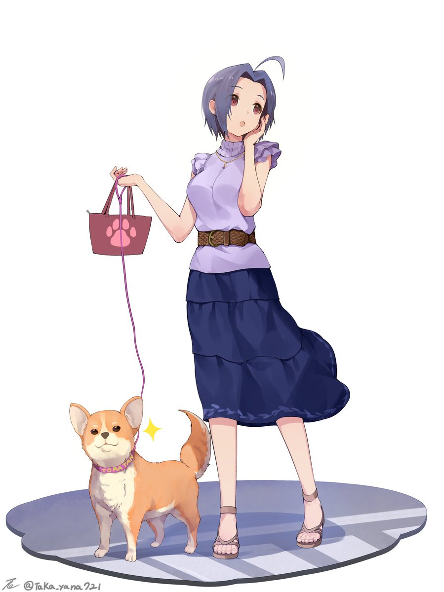 miura azusa 1girl solo breasts short hair simple background shirt skirt  illustration images