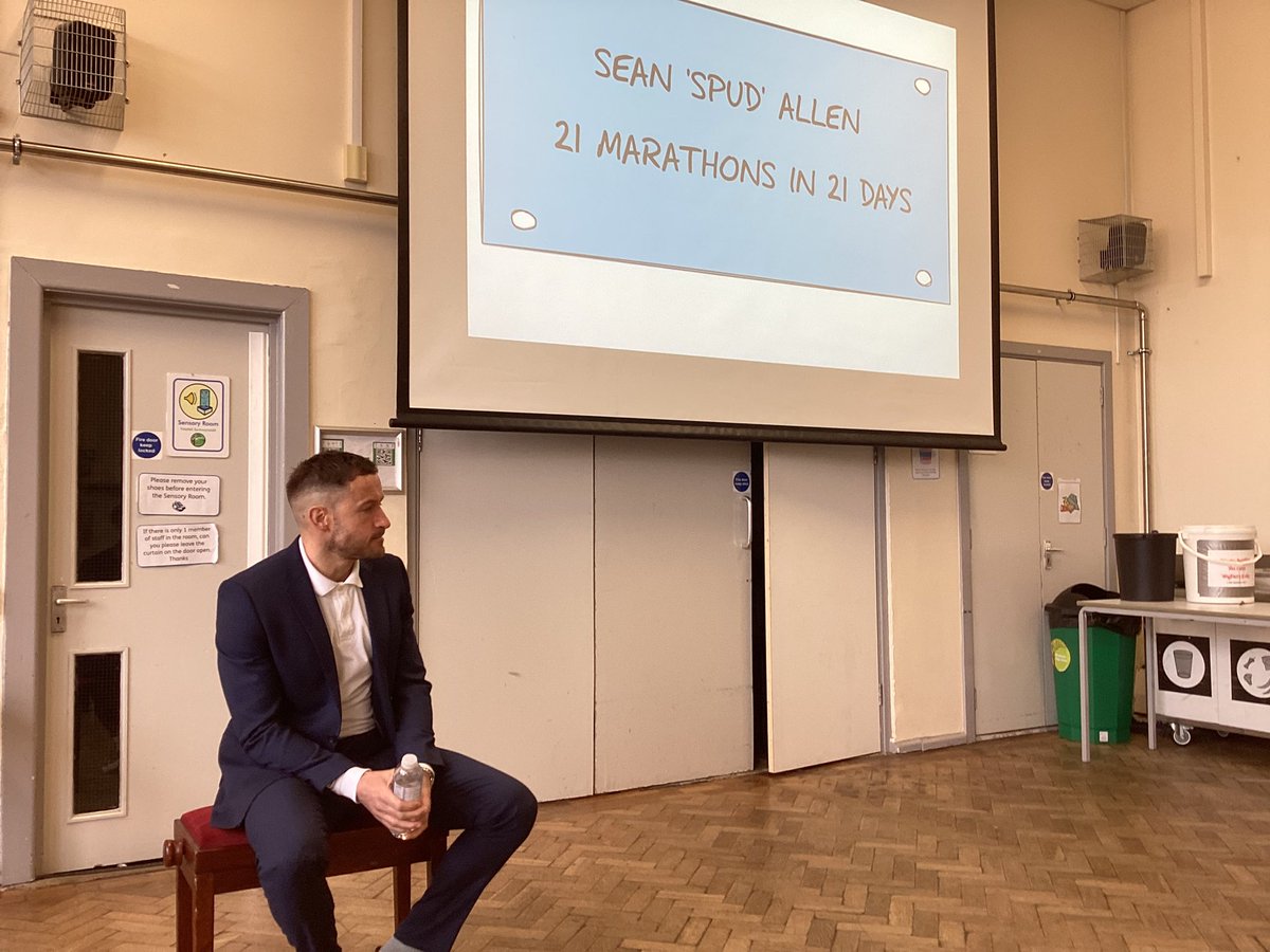 Thank you to Sean Allen who came in today and spoke to us about how and why he ran 21 marathons in 21 days. We learnt a lot about resilience. @WoodlandsHS @CardiffWestern