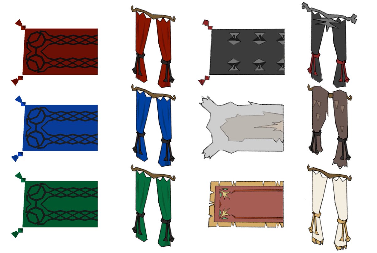 Continuing on the PoH - Customisation Update for #OSRSGameJam! This time, some more variants of things! Combat rings, Throne themed benches, rugs, curtains, bookshelves/cabinets…. And a Wilderness themed PoH!
