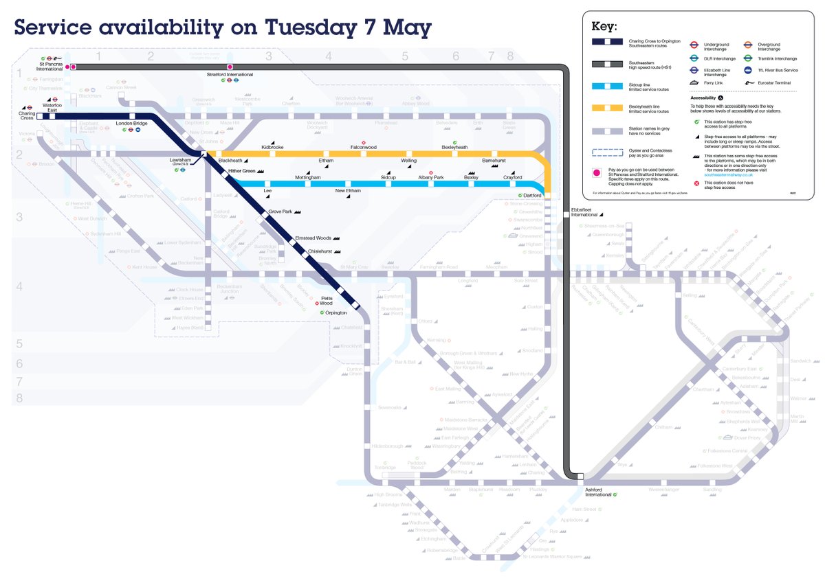 ⚠️Strike action by the ASLEF union: 
❌Tuesday 7 May - there will a very limited Southeastern service and most routes & stations will be closed.
❗ Please only travel if absolutely necessary.
ℹ️ Ticketing and Refund information: bit.ly/3PgasQN #railstrike