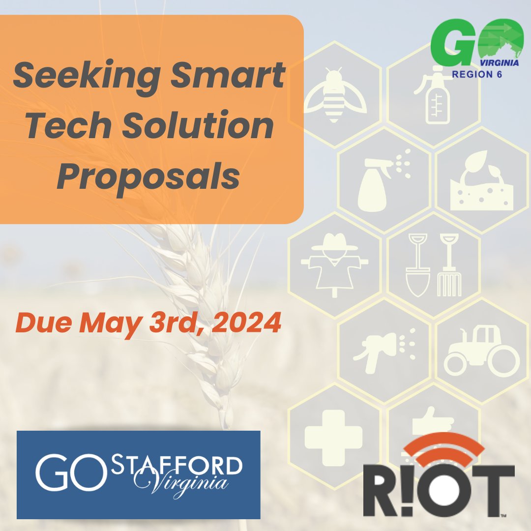 Stafford County EDA in partnership with Town of Colonial Beach Economic Development, Middlesex County Economic Development, and RIoT are seeking proposals for their upcoming pitch event for smart tech solutions to rural community problems. loom.ly/MTVzHmo