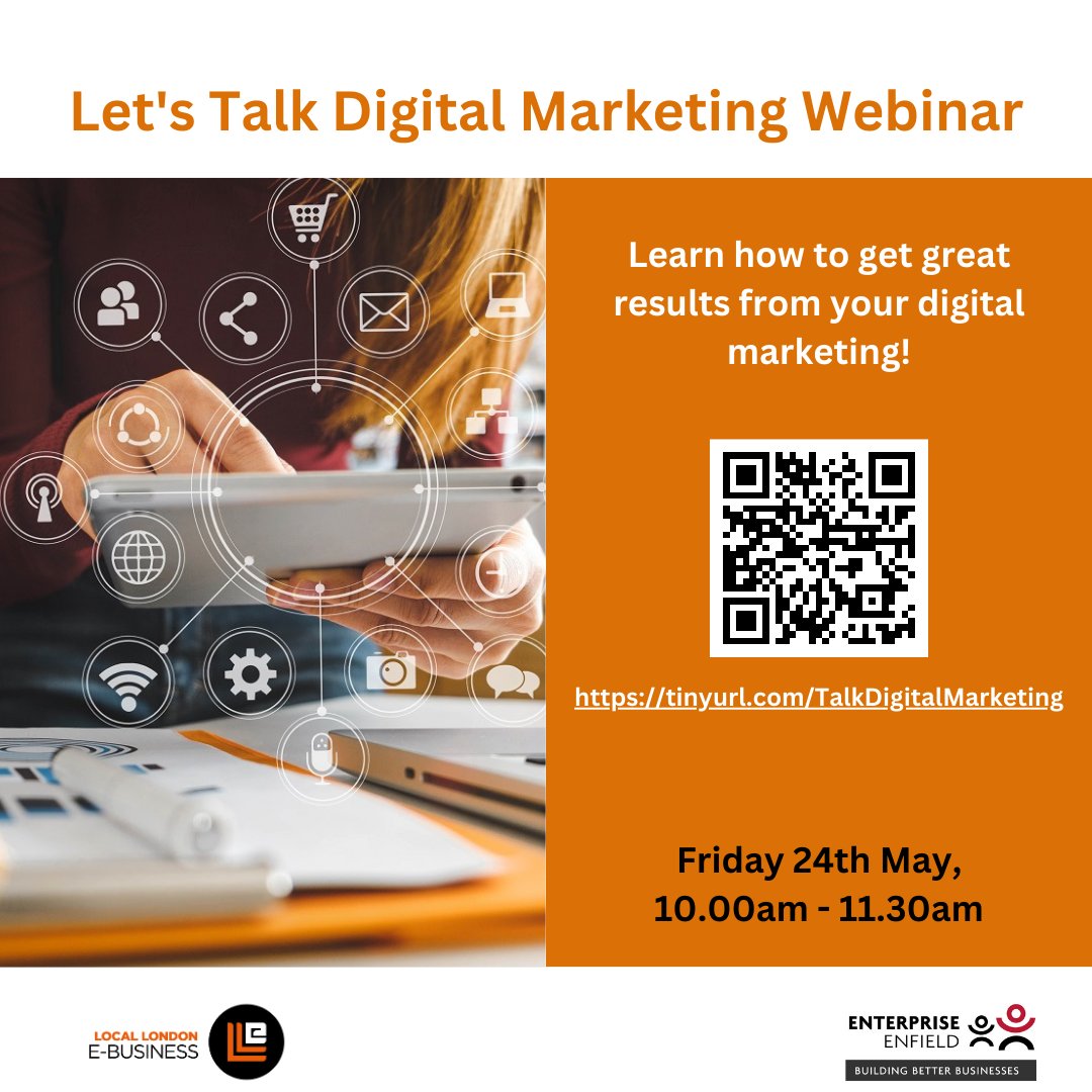 Join us for our Let’s Talk Digital Marketing Webinar on the 24th May. Digital Marketing doesn’t have to be a complicated process and can yield great results for your business. Why not sign up free today at tinyurl.com/TalkDigitalMar… #Webinar #DigitalMarketing