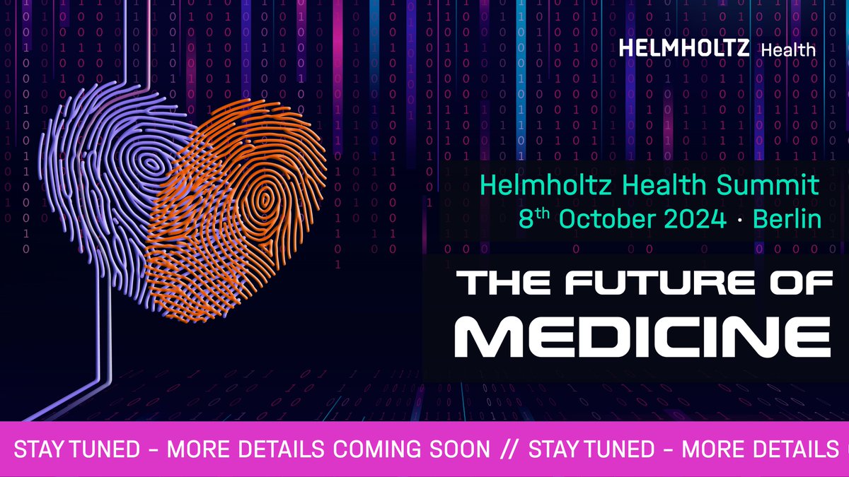 Save the Date! 📅 Entdecke die Zukunft der Medizin auf dem 1. #HelmholtzHealthSummit am 8.10.24 in Berlin! Tauche ein in hochaktuelle Diskussionen, bahnbrechende Forschung und transformative Ideen. Merk dir den Termin und sei dabei! #Gesundheit #Innovation