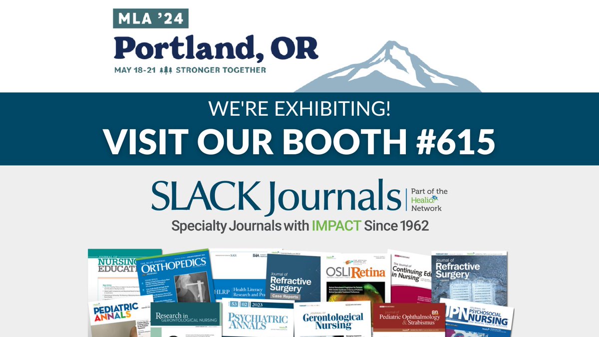 We're heading to the West Coast for #MLANET24! Will any of our followers be there? Let us know and be sure to come say hi at booth #615! Learn more about SLACK Journals at journals.healio.com. @MedLibAssn
