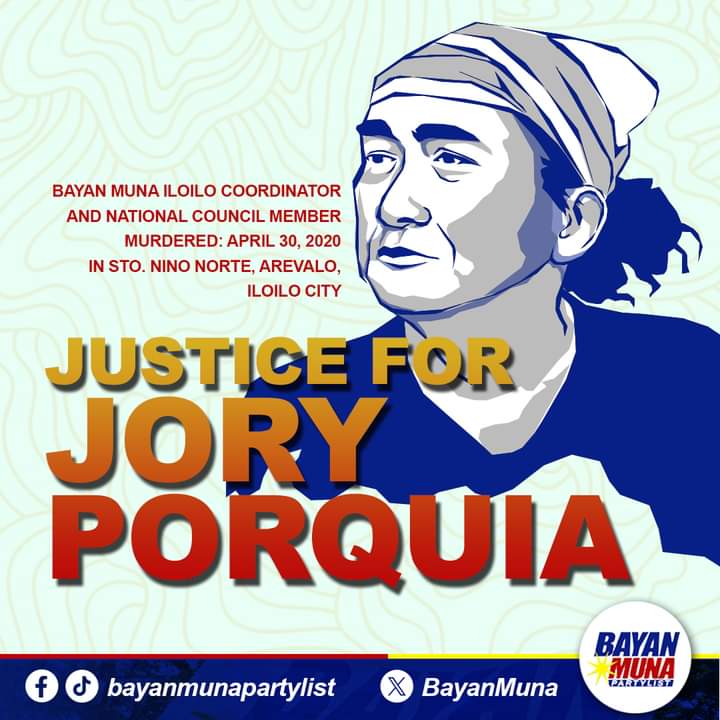 Kalakip ng ating panawagang katarungang hanggang sa kasalukuyan ay tila ipinadaramot pa rin, ating inaalala sa araw na ito at pinapupugayan ang ating magiting na Bayan Muna Iloilo coordinator at council member na si Jory Porquia. KATARUNGAN PARA KAY JORY PORQUIA!