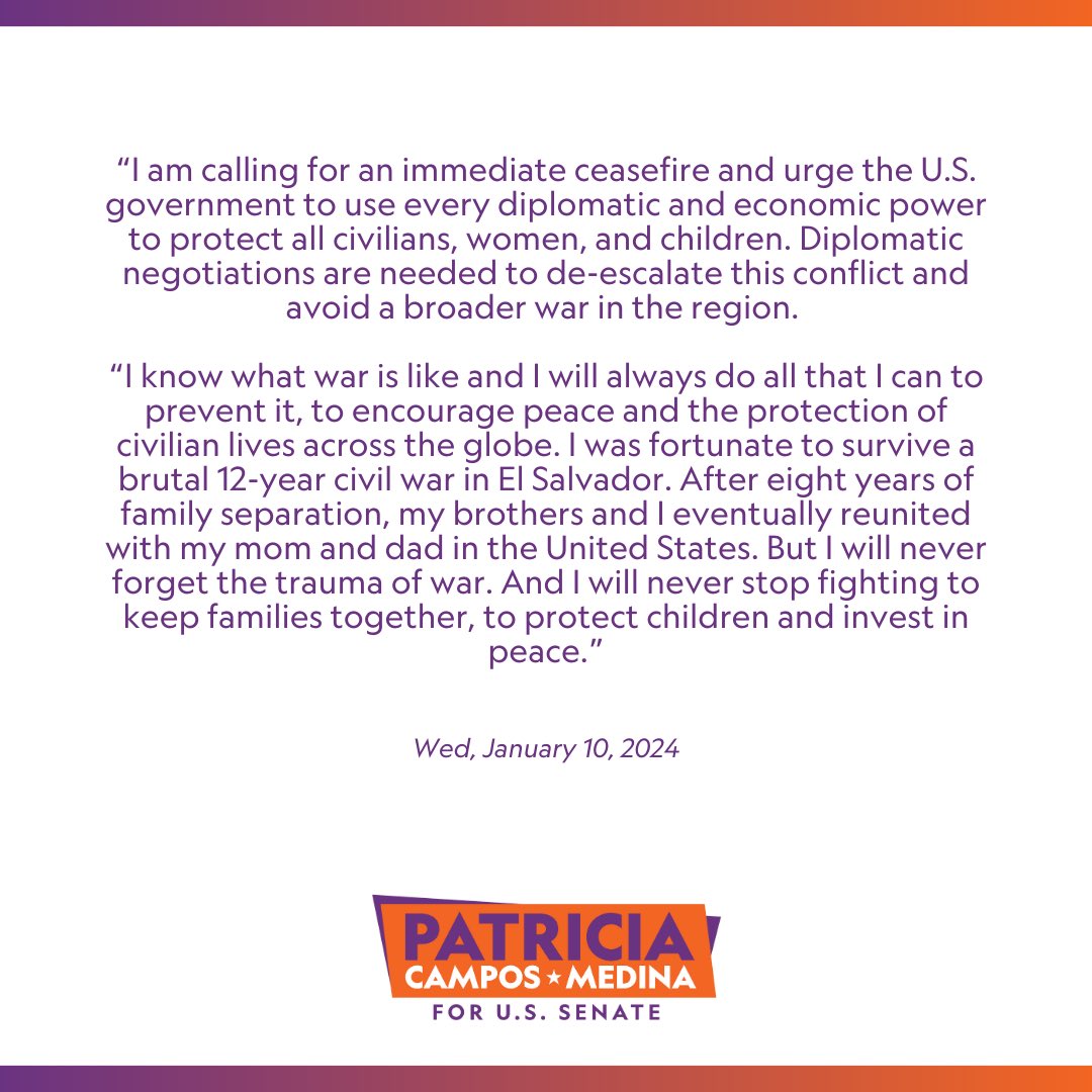 Since the beginning, I have called for peace. My position is based on personal experience as a survivor of civil war. I support @SenSanders in urging accountability from Israel’s government for human rights violations. Protecting civilian lives must be priority. #CeasefireNow