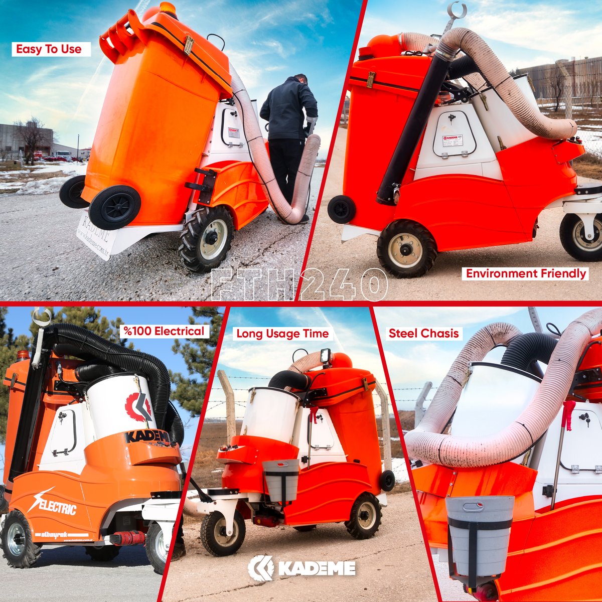 The fully electrically powered tow type vacuum sweeper FTH240 is environmentally and user friendly with low noise pollution and ease of use. ou can visit our web page for detailed information about our products. kadememunicipal.com #Kademe #RoadSweeper #municipalvehicles