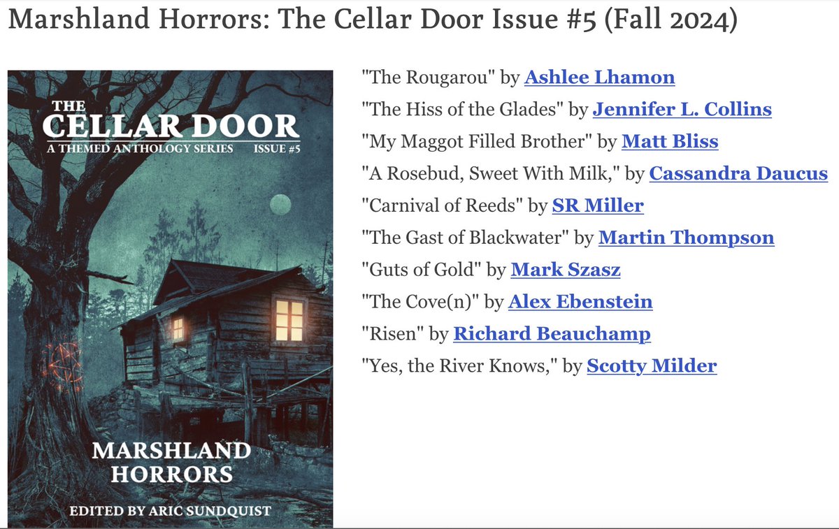 It's up on their website, so I think I can share now that my short story 'A Rosebud, Sweet With Milk' (aka lighthouse lactation horror) will be published later this year in @darkpenpress Marshland Horror issue! I love this story and I'm glad it has found such a great home.