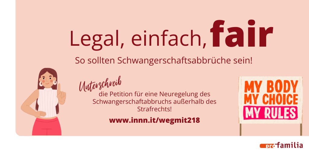 FAIR: Wir wollen, dass der Zugang zu Schwangerschaftsabbrüchen für alle möglich ist! Dazu gehört eine flächendeckende Versorgung sowie die Kostenübernahme des Abbruchs. Die Möglichkeit über den eigenen Körper zu bestimmen sollte nicht von finanziellen Möglichkeiten abhängig sein!