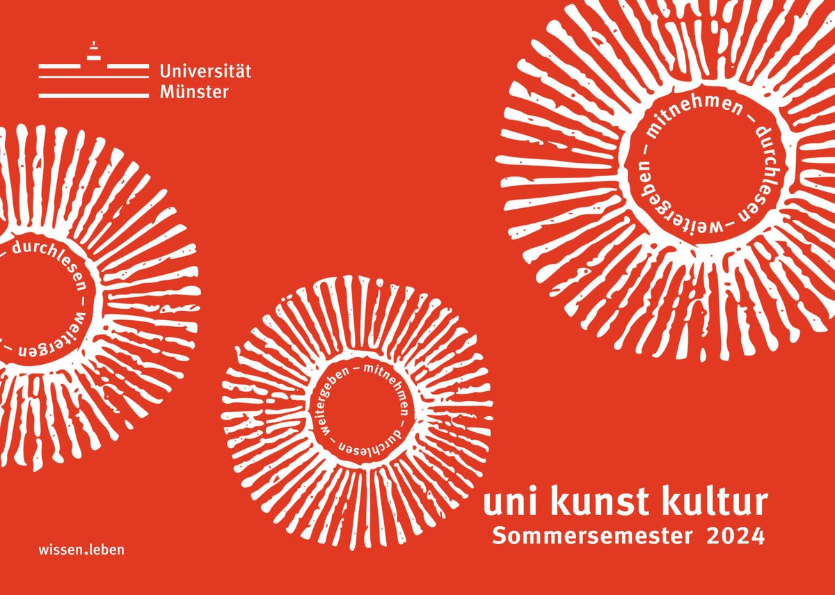 Das 'uni kunst kultur'-Magazin vom Kulturbüro der Uni Münster für das Sommersemester 2024 ist erschienen und liegt an vielen Orten in Münster aus. Hier geht es zur Online-Fassung: uni-muenster.de/Kustodie/magaz…