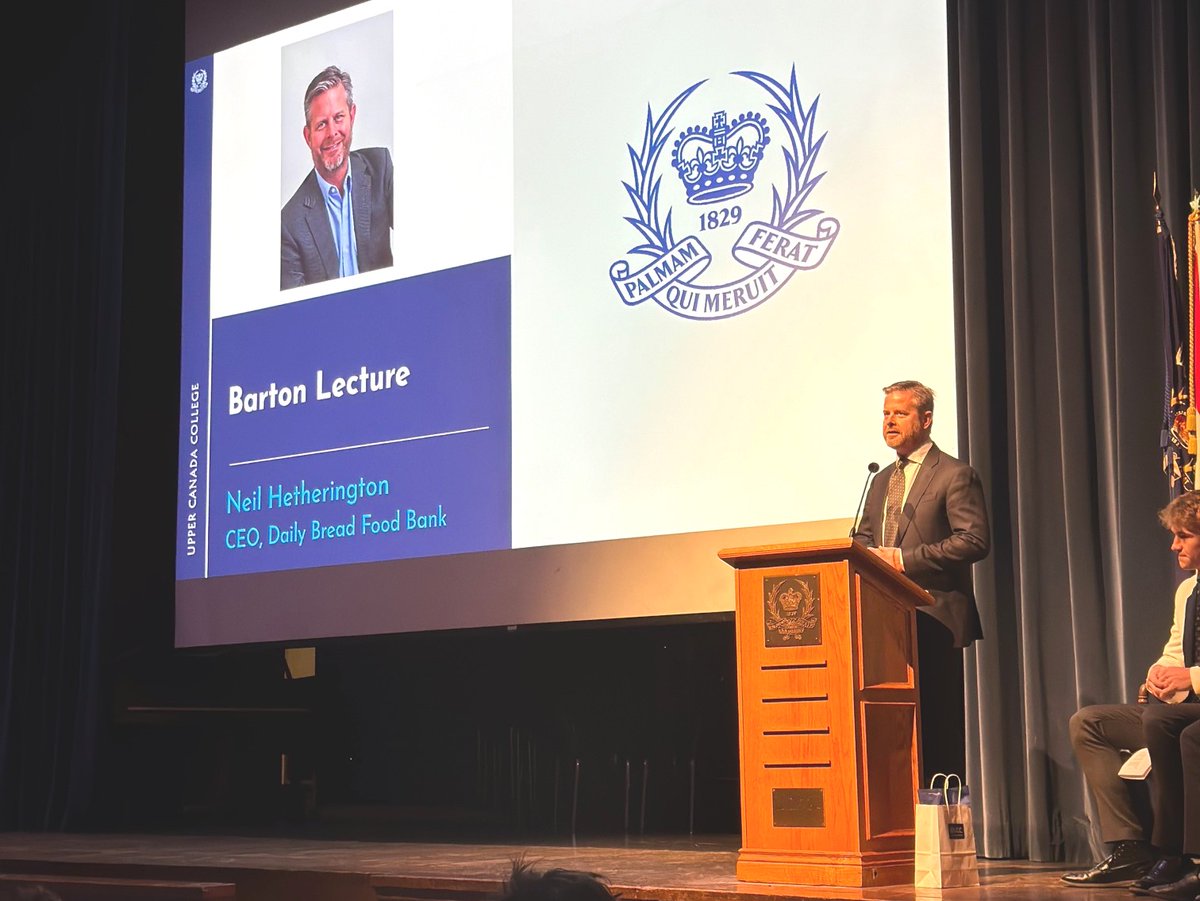 Yesterday, #DailyBreadTO CEO @NCHetherington joined students from @UCC_Community as the annual Barton Lecture Series speaker. He spoke about the impact of supporting #community through food raising, but most importantly, how to use our voices to affect #change 💛 #WeAreDailyBread