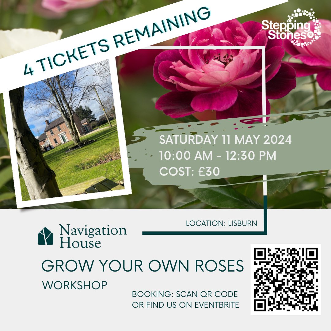 Our roses workshop at Navigation House is selling out. Only 4 tickets left. Get yours now before ticket sales close #growyourown #buysocial click here to book: tiny.cc/Roses