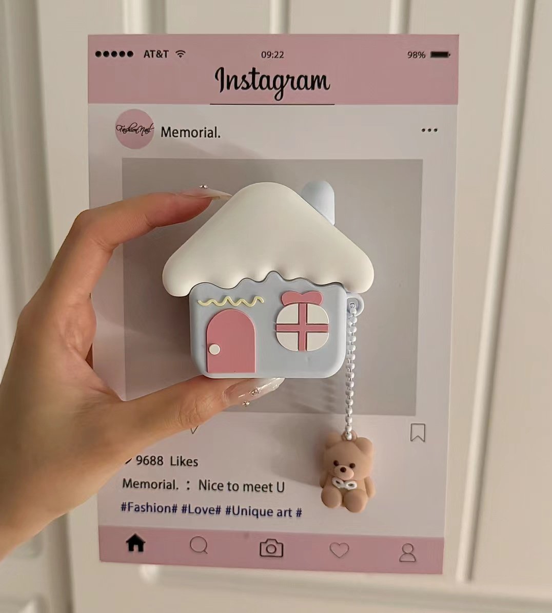 lovesickdoe's tweet photo. teddy bear house airpods case https://t.co/D9b4U4ItEP