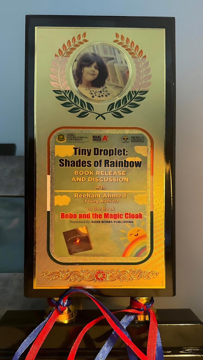 BareBonesLLP's tweet photo. The inauguration of BOBO AND THE MAGIC CLOAK at Noida International University.

The book was unveiled by the Honourable Dr. Vikram Singh, Chancellor, and the Honourable Dr. Uma Bhardwaj, Vice-Chancellor. Also in the images: Reeham Ahmed, the author, and Maryam Ahmad, the artist. https://t.co/4229E9ijjL