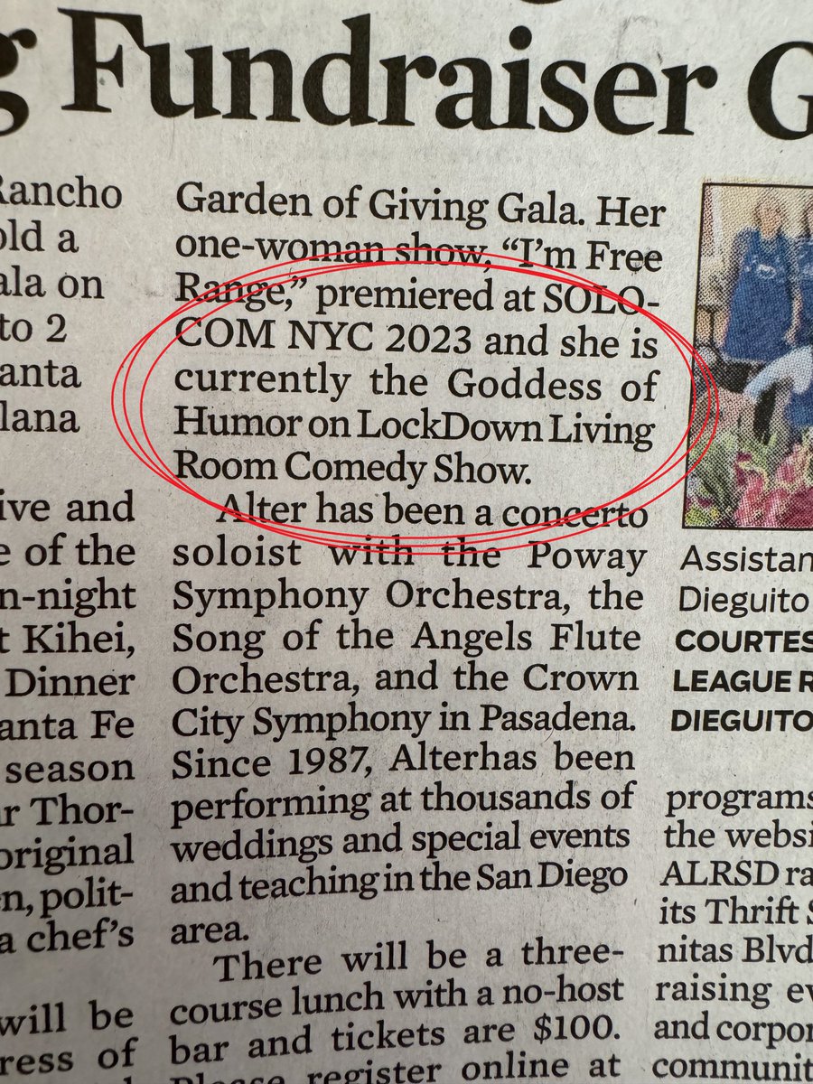 Here is the Lockdown Living Room Comedy Show and its Goddess of Humor Carol Johnson getting a mention in the paper in San Diego! Watch the NEW episode of the Lockdown Living Room Comedy Show at cheapAFvideos.com! #stayclassy #cheapafvideos #lockdownlivingroomcomedyshow