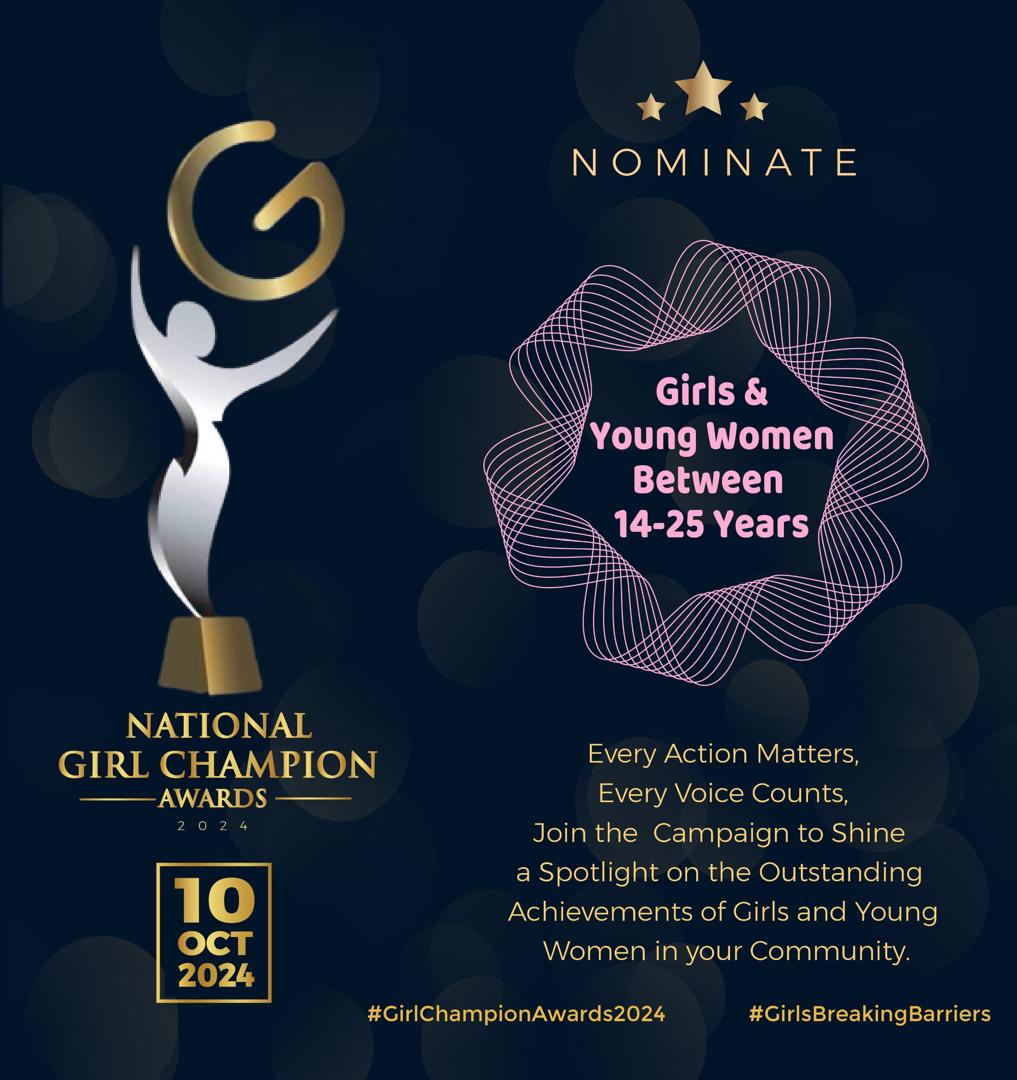 The #GirlChampionAwards2024 are here:
Follow this link bit.ly/m/2024_gca_nom… and Nominate young Girls that are making a significant difference in their communities:
We shall award them on 10th October in commemoration of the International #DayOfTheGirl 
#GirlsBreakingBarriers