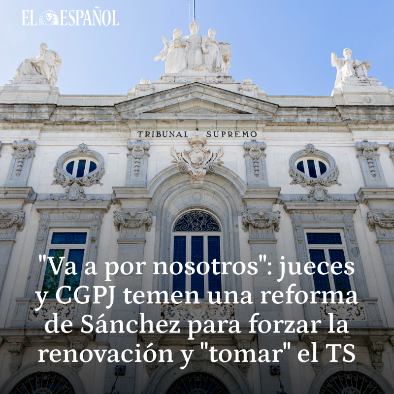 elespanolcom's tweet photo. 🔴 "Van a ir a saco a por el Consejo General del Poder Judicial"

Vocales de distintas sensibilidades y magistrados creen que habrá un "asalto" al Consejo para controlar los nombramientos de la cúpula judicial.