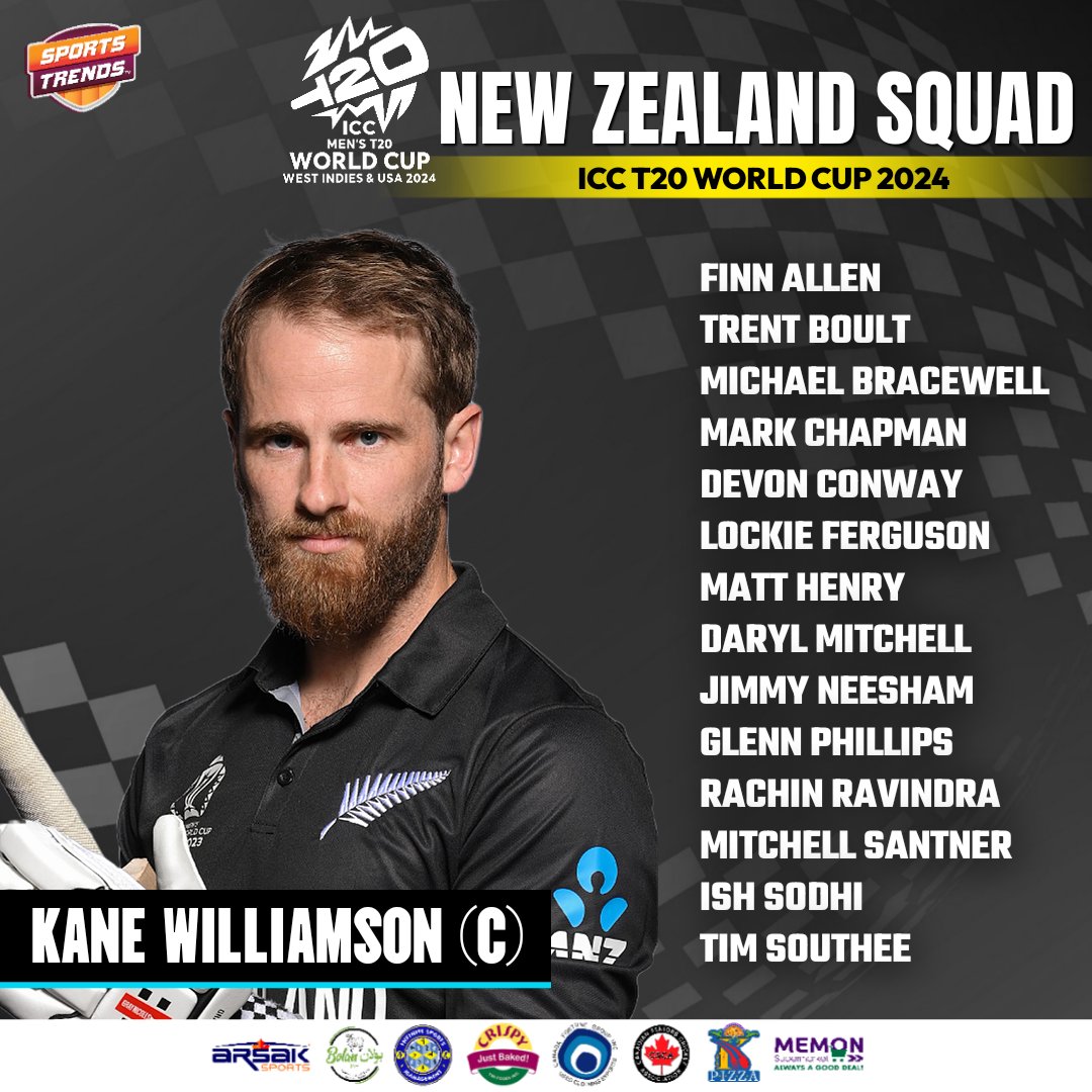 New Zealand's Squad For ICC T20 World Cup 2024 🏏🇳🇿🏆

#Cricket #NewZealand #T20WorldCup #T20WorldCup2024 #IPL2024 #blackcaps #KaneWilliamson #MarkChapman #TrentBoult #SportsTrendsCan #SportsTrendsCanada