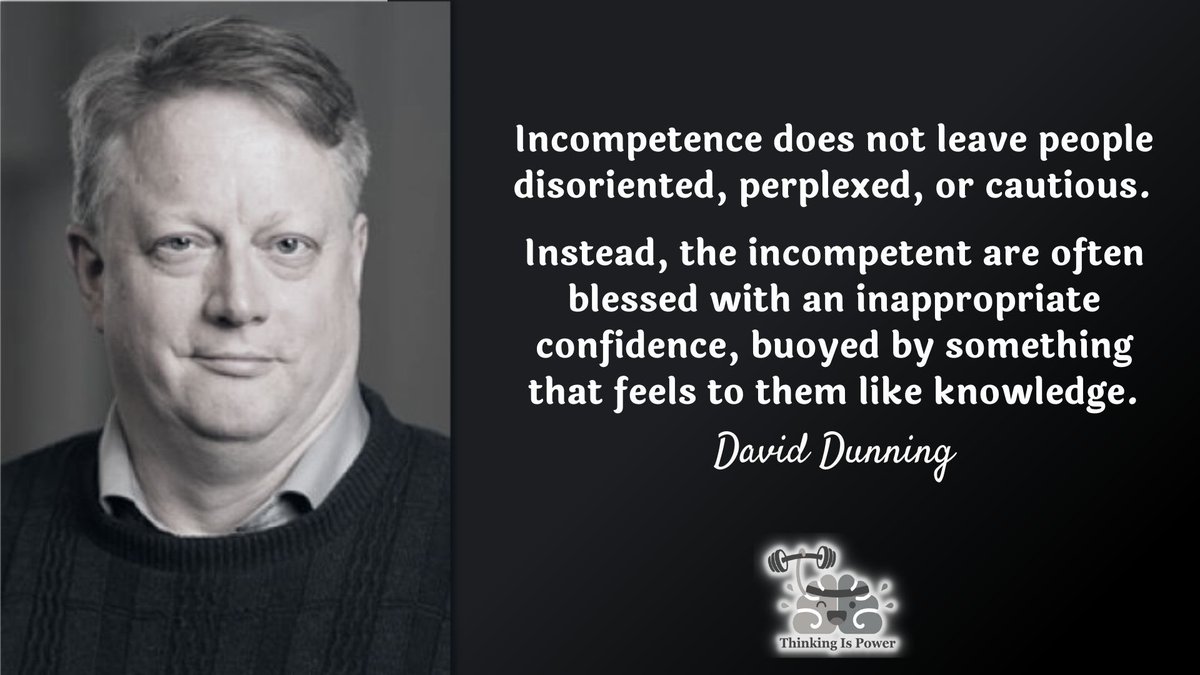 We’re often confident in what we think we know, oblivious to how much we don’t know. Assessing our knowledge and monitoring our thinking are key ingredients for better understanding. Quote: David Dunning @daviddunning6 MORE: thinkingispower.com/overconfident-…