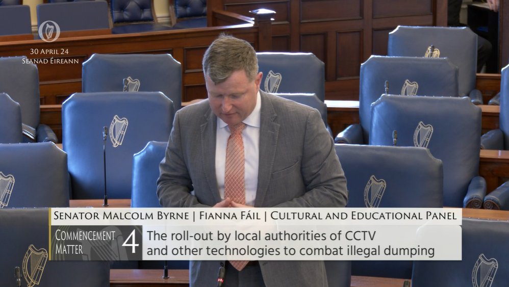#Seanad Commencement Matter 4: Senator Malcolm Byrne @malcolmbyrne – To the Minister for Environment, Climate and Communications: The roll-out by local authorities of CCTV and other technologies to combat illegal dumping bit.ly/2WW5Fwa #SeeForYourself