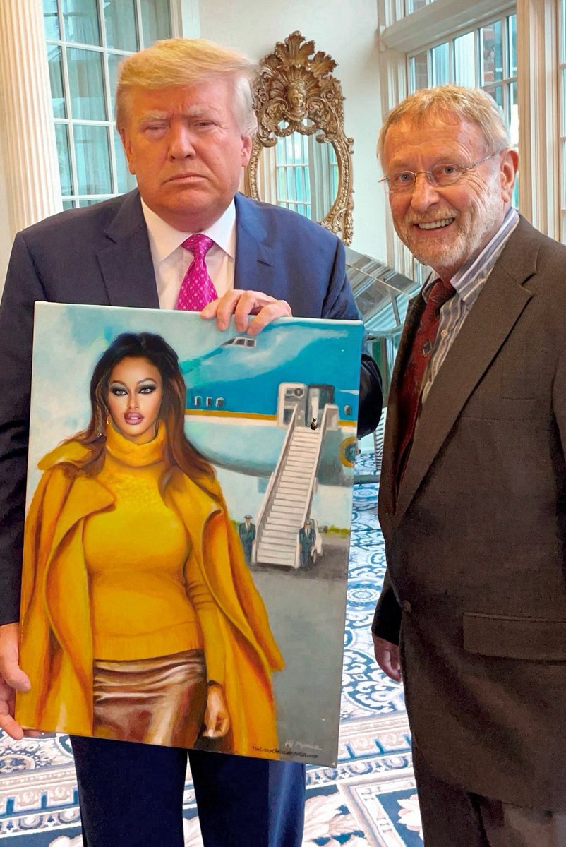 GaryPetersonUSA's tweet image. It was an honor to give President Trump my latest artwork of our beautiful first lady Melania, and I hope it brings him as much joy on his bedroom walls as it did ours!