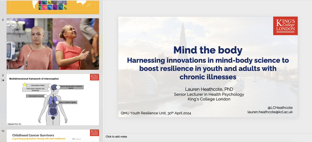 I am excited to be presenting later today at the new Youth Resilience Unit @QMULResilience. Looking forward to shared discussions on #mindbody mechanisms tp support mental health and flourishing in youth and adults with major illness.