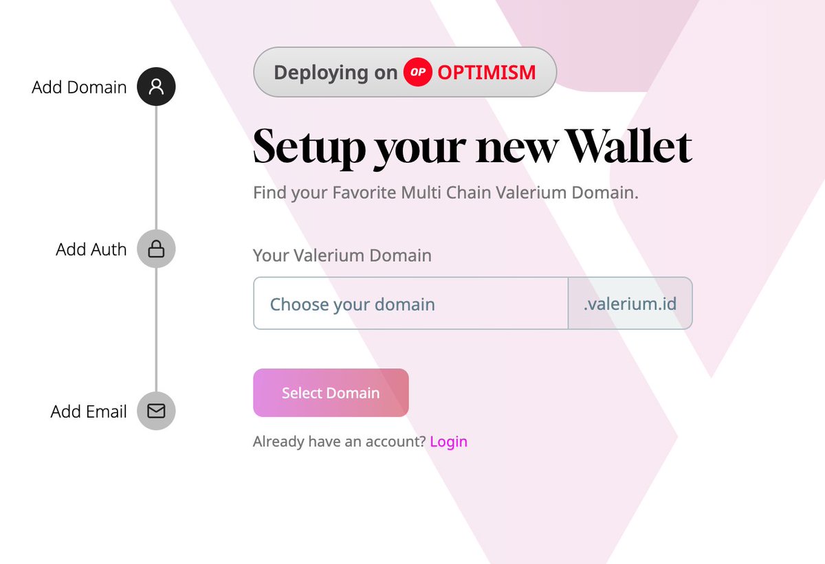 setting up a wallet on Valerium is super easy, 
-  go to valerium.id/signUp
-  select a user name eg: baer.valerium
- secure it with your fingerprints
- add email as recovery
- click deploy
you have unlocked a whole new world of cross chain experience.