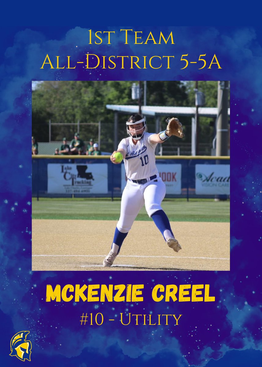 Congratulations 🎉 to our 1st Team All-District 5-5A Honorees, Corin Waguespack, Cayden Tullier, and Mckenzie Creel 💙💛 #wEAre