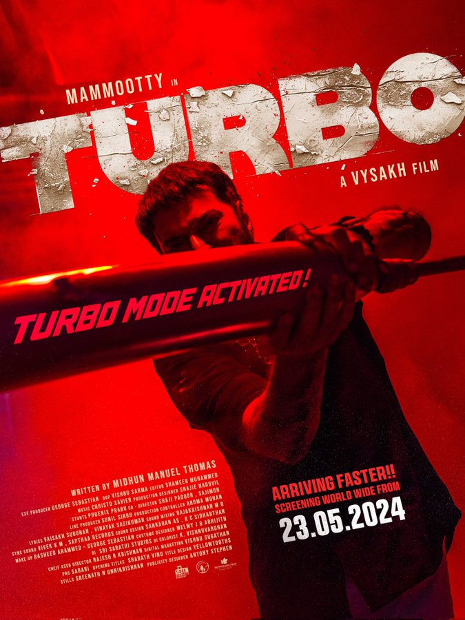 Turbo Mode Will Be Activated....Sooner than Expected.... 🔥

Turbo Jose will Storm Screens Worldwide from May 23rd Onwards. Get set to be Thrilled Like Never Before.. 👊🏻

#TurboFromMay23 #Mammootty #MammoottyKampany #Vysakh #MidhunManuelThomas