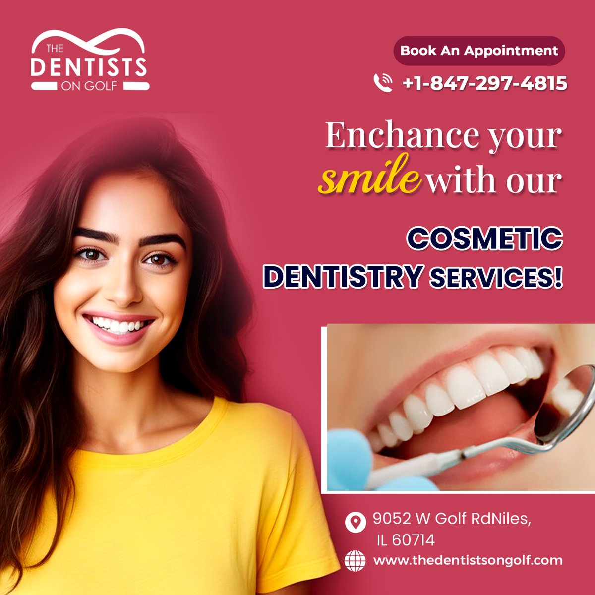 Explore the wonders of cosmetic dentistry for a smile transformation!
.
For Appointments, contact us at 847-297-4815 or
Visit: thedentistsongolf.com 
.
#cosmeticdentistry #dentalcleaning #dentaltreatment
#dentalveeners #dentalbonds #dentist  
#Dentalcare #Healthysmile