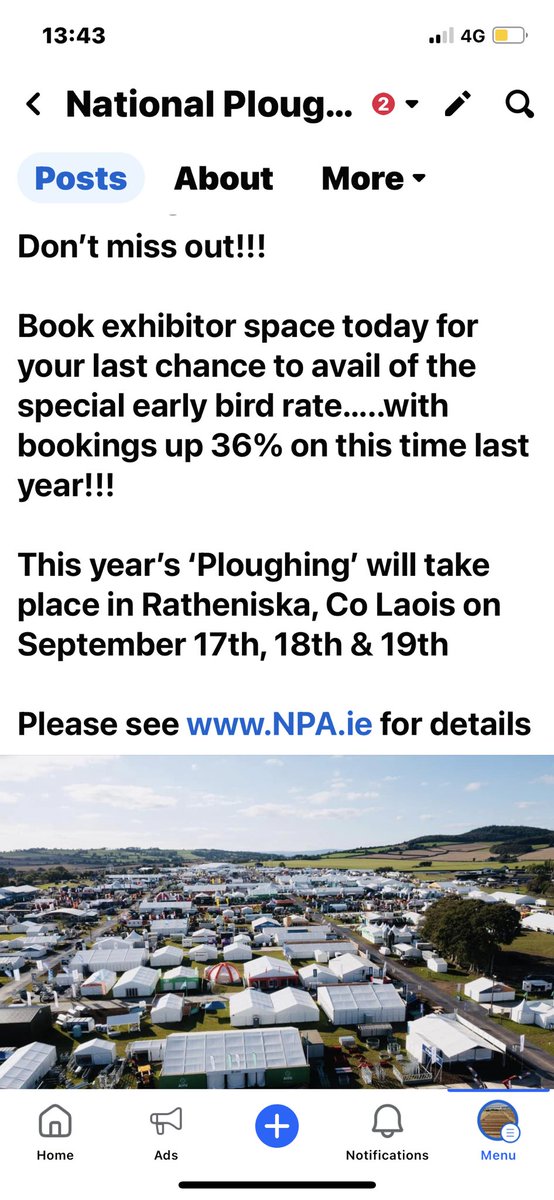 Book #Ploughing2024 exhibitor space today for your last chance to avail of the special early bird rate pls see NPA.ie for details #EventofTheYear #Epic @FarmingUK @FarmersWeekly @FarmersMonthly @farmersjournal @AgrilandIreland @agriculture_ie @Farming_Indo