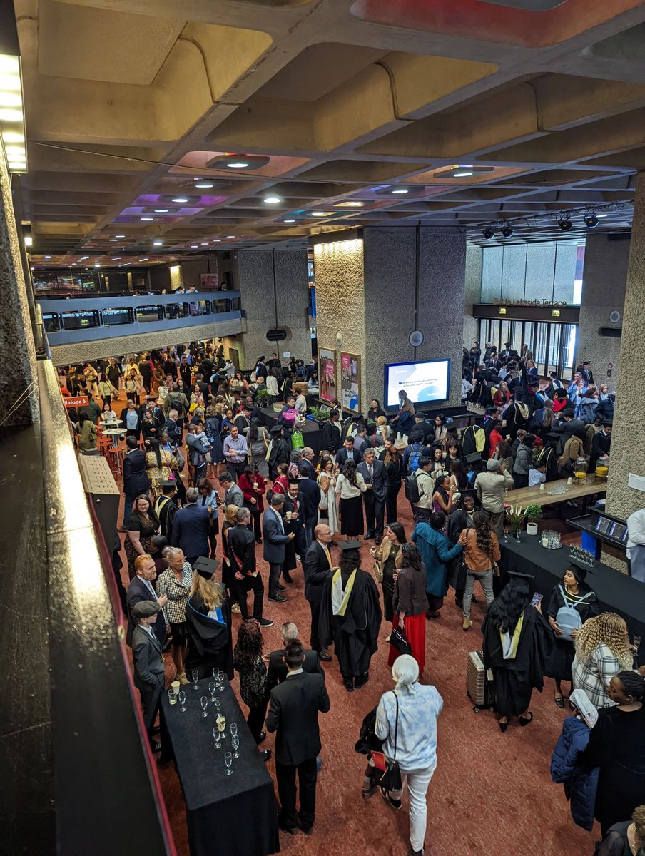 Balcony view #UoLGrad2024 ❤️ We took a trip to the first floor of the Barbican Centre to get a dreamy photo or two of our new graduates celebrating their special occasion with loved ones 🎓 The perfect spot to people watch, can you picture yourself milling amongst the crowd?🎉