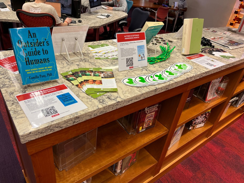 It's Autism Awareness Acceptance Month—visit our display of books and info in the Hill Library's Learning Commons! And see the whole reading list on @ncsulibraries website's Think & View page.