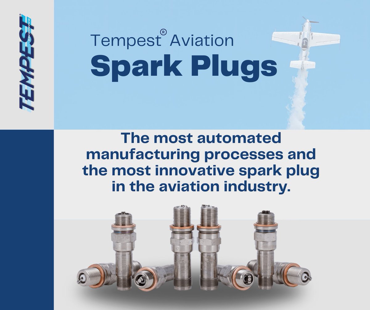 We are proud to manufacture the world's best aviation Spark Plugs!

#Tempest #sparkplugs #generalaviation