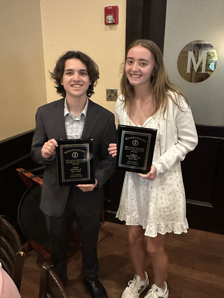 Congratulations to the Voorhees High School Skyland Conference Scholar Athletes for 2024: Sarah Pettegrove and Evan Estrella