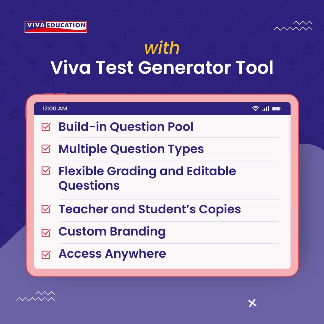 Effortlessly Design Custom Test Papers and Worksheets with our Dynamic Toolset! Register on Viva Digital now to unleash the full potential of our Test Generator: bit.ly/4aPvykm

#VivaEducation #VivaDigital #TeachingResources #Testgenerator #EnhancedTeaching