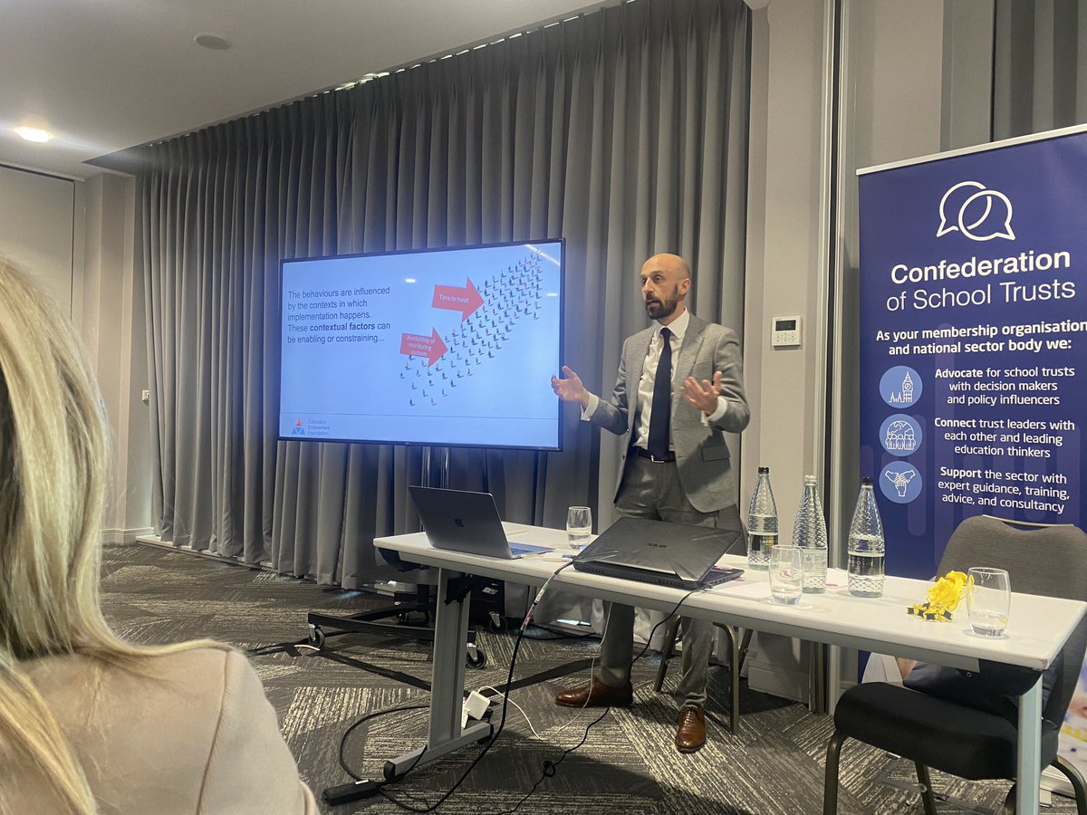 What are our enablers and limiting factors that ensure or prevent implementation? Lots of overlap with the points @DrSamSims made in his session earlier regarding teachers’ access to collaborate. @Sharples_J @EducEndowFoundn