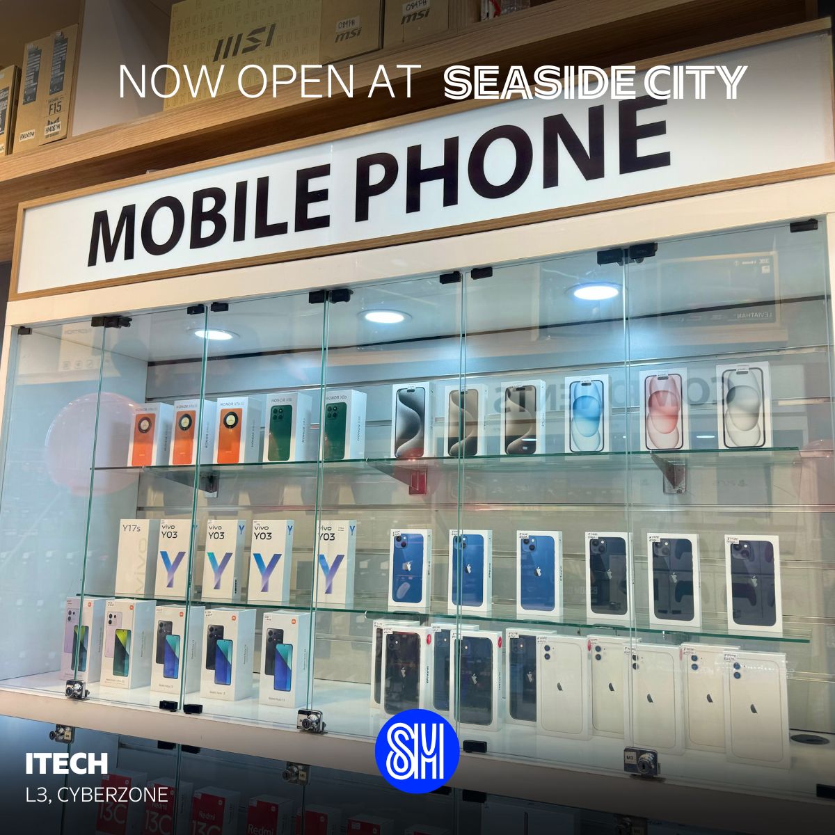 ✨ What's New at Seaside City ✨ ITECH is NOW OPEN! 🤩 Visit them today and experience the convenience and excitement of shopping for gadgets at ITECH. 📱🎮 📍Third Level, Cyberzone #EverythingsHereAtSM #AWorldOfExperienceAtSM
