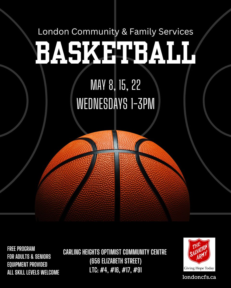 Get your game on with us! Basketball for adults starts May 8th! You don't need to be the next Kevin Durant to play, we welcome all skill levels. You just need to come ready for fun! Drop in and join us! #Ldnont