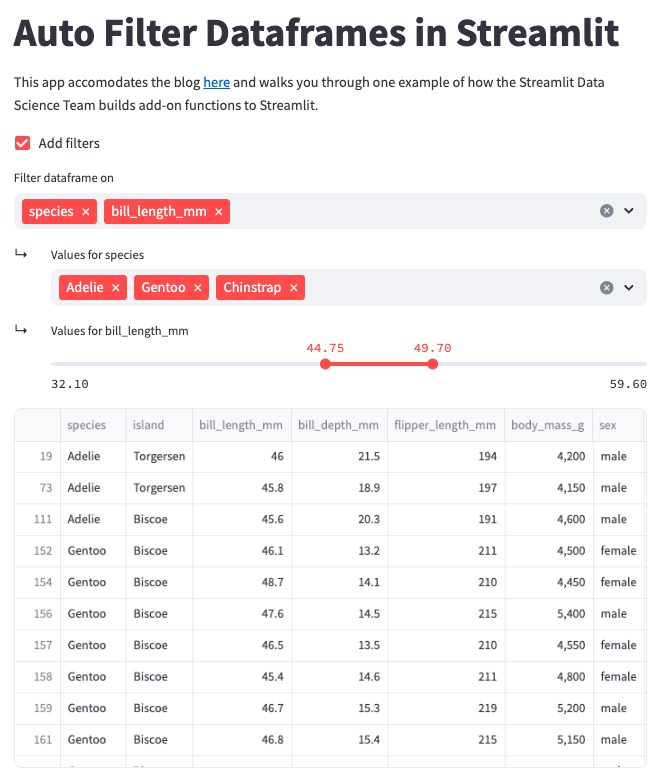 Streamlit kullanan arkadaşlar için dataframe filtreleme uygulamasi:
blog.streamlit.io/auto-generate-…