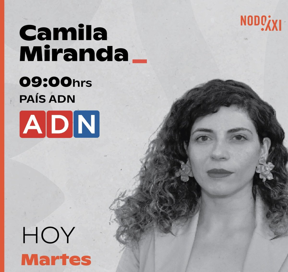 📡Hoy sintoniza a @CamilaMirandaMe en @adnradiochile #PaisADN a las 09:00hrs 🔗Conéctate acá: envivo.adnradio.cl 👈🏽