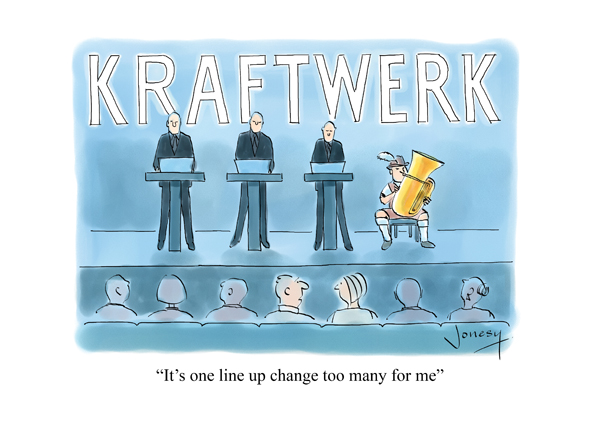 Kraftwerk. Well, until this I suppose... @PrivateEyeNews #music #cartoon 'It's one line up change too many for me'