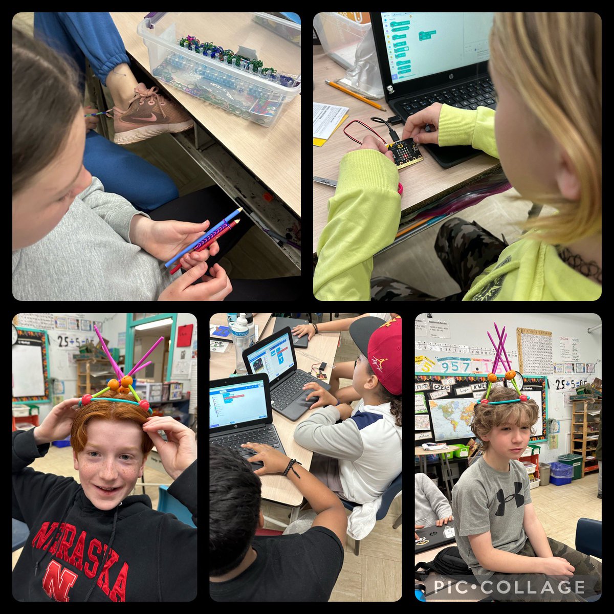 myette_rachael's tweet image. MAKE IT MONDAY was lots of fun, yesterday! Some students coded with @microbit_edu ,others used geomakers to create crazy hats, while others made rubber band bracelets. @WmountElem #makeitmonday