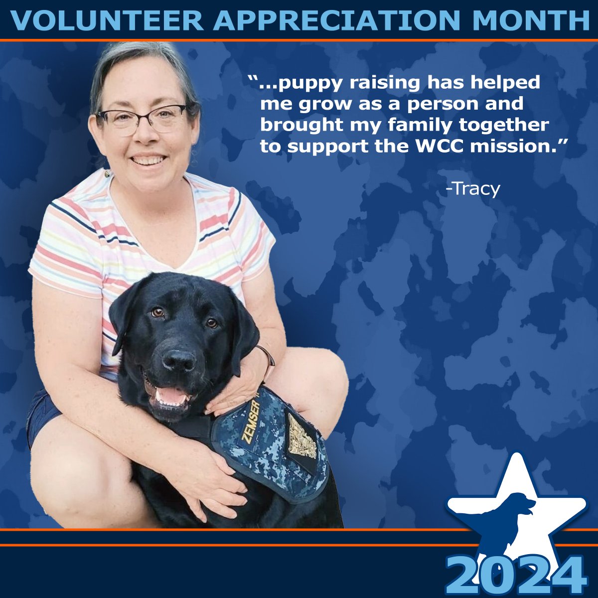 April is #VolunteerAppreciationMonth, and we will be shining a light on our volunteers all month long!

Thank you, Tracy, for all that you do! We are happy and grateful to have you as part of our pack!

#FurTheLoveOfVeterans #GlobalVolunteerMonth