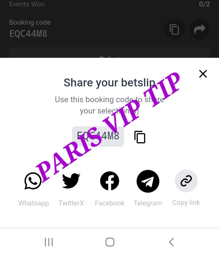 PARIS VIP TIP 🔥🔥🔥. I love this site, so much. Ata ikiungua ni moja bad luck tu but iko na VIP TIP safi sana. All the best. odibets.com/share/EQC44M8