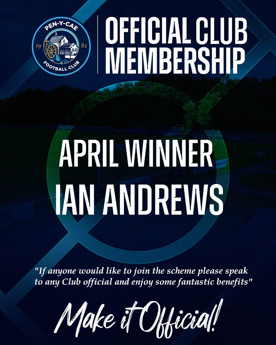 ⭐️Club Membership Scheme ⭐️ Congratulations to 𝐈𝐚𝐧 𝐀𝐧𝐝𝐫𝐞𝐰𝐬 who was the lucky winner of the £𝟏𝟎𝟎 prize for our April draw. 💙 Our Crest, Our Club, Our Community, Our Cae 💙 #MoreThanAClub #WeAreTheCae