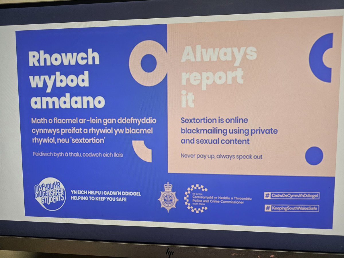 Wedi mwynhau rhoi gwybodaeth i staff @srstdavids @truestudentswansea i gadw myfyrwyr yn ddiogel #sextortion #dontbecomeavictim @swpolice @campuslifesu @myuniswansea @swanseauni @swanseaunisu @uwtsd @uwtsdunion @uwtsdstudents  @SWPNeathPTalbot @SWPSwansea @SWPVolunteers